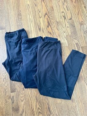 LuLaRoe solid black leggings, size TC (set of 3)
